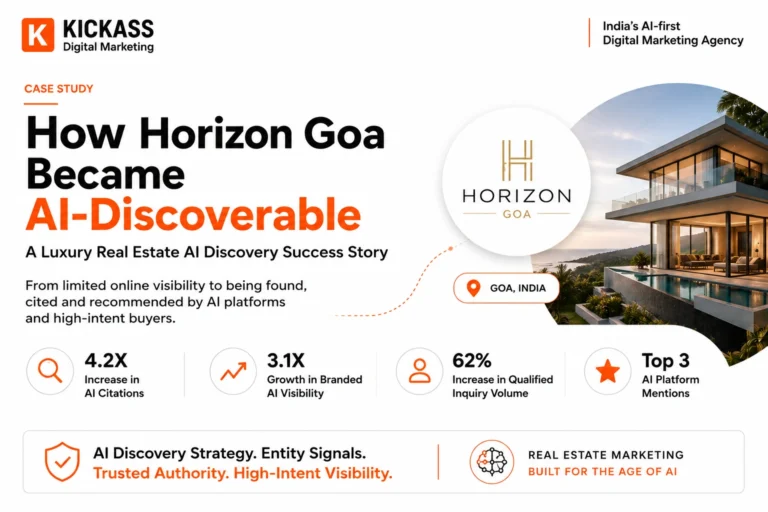 Horizon Goa luxury real estate AI Discovery case study showing how the brand became more discoverable, cited and recommended by AI platforms for high-intent property buyers