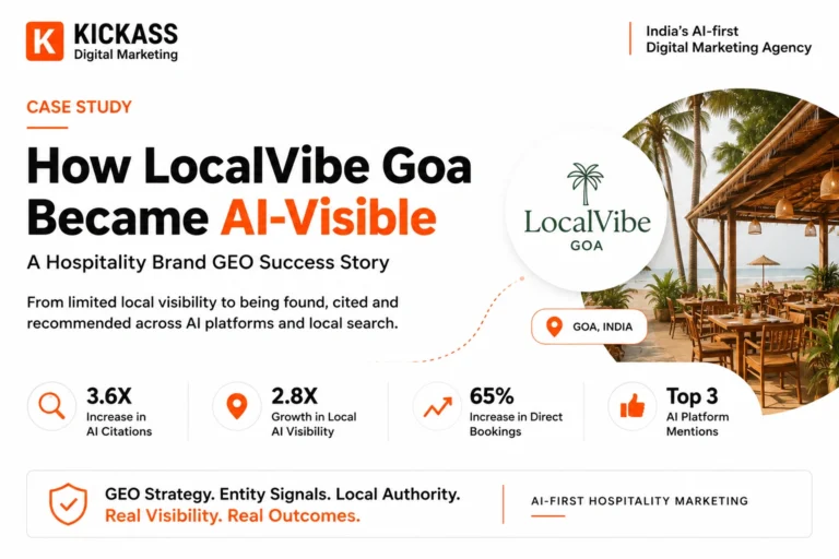 LocalVibe Goa hospitality GEO case study showing how the brand became more visible, cited and recommended across AI platforms and local search