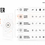 The 5-Layer AI Commerce Engine showing AI discovery, referral, transaction, advertising and regulatory trust layers