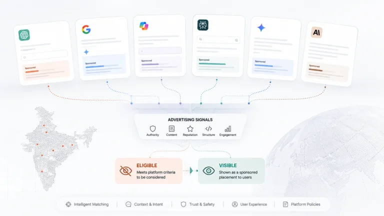 AI advertising platforms including ChatGPT, Google AI Overviews and Microsoft Copilot in India
